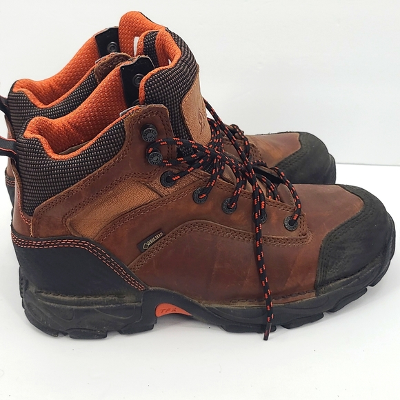Danner 8.5 brown black rust orange steel toe lace up work boots - Picture 4 of 7